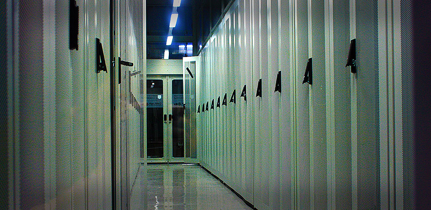 Hot aisles in the West Cambridge Data Centre