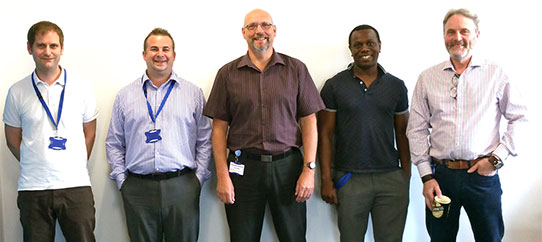 The data centre team (L to R): Adrian Pigden, Mike Westerby, Ian Tasker, Dan Nkomo, Terry Symonds
